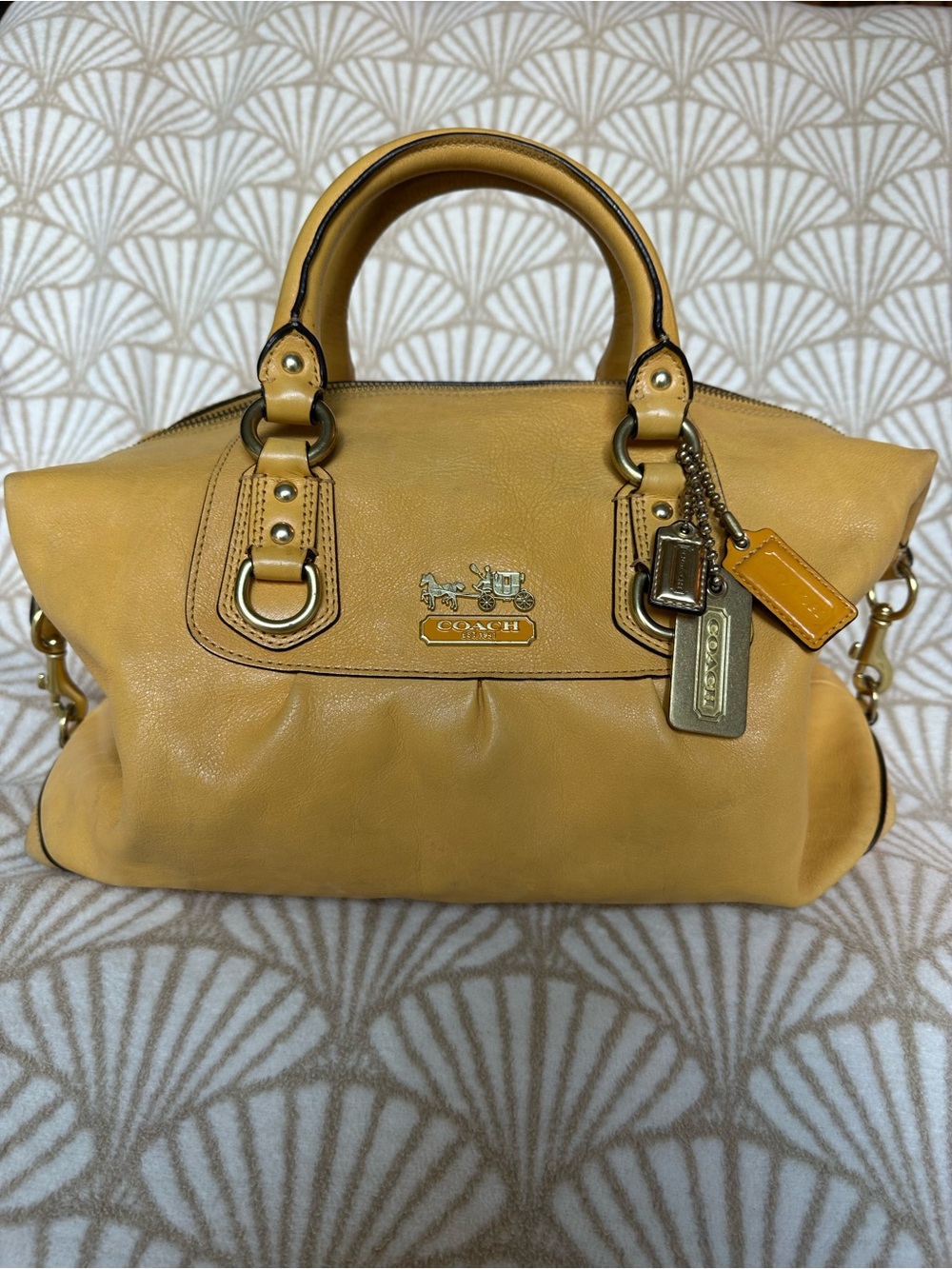 Coach Mustard Yellow Leather Satchel with Tags - Picture 2 of 14